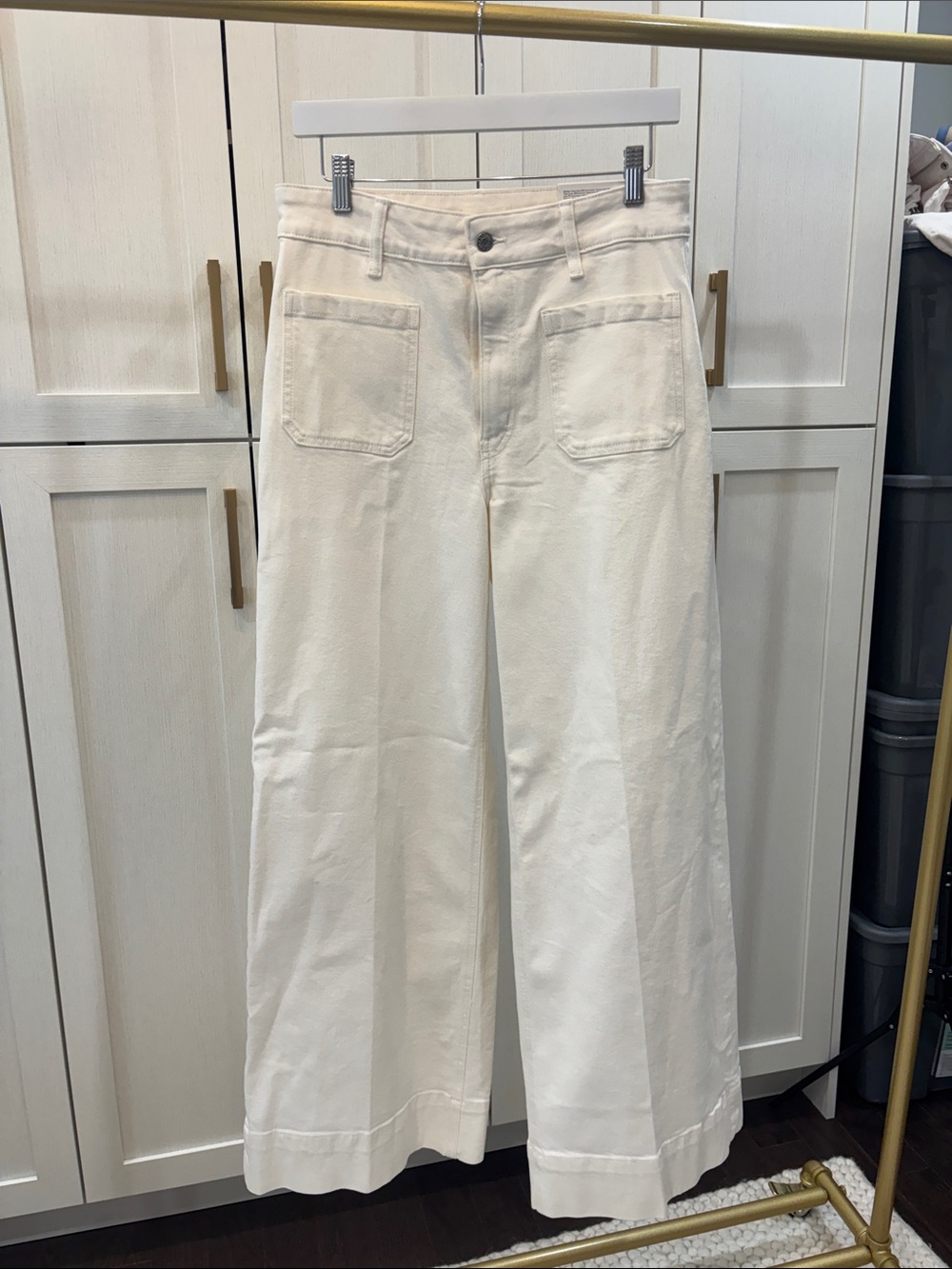 H&M High-Waist Wide Leg Pants in Ivory